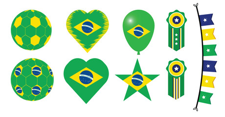 Brazil flag design. Brazil national flag vector design set  with popular shapes and brush. Russia flag vector illustration