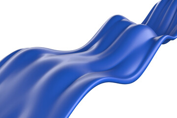 Fluid blue waves curved abstract surface design for modern decor. 3d render