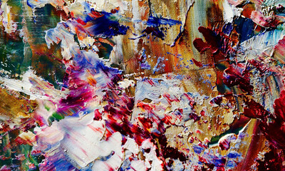 Fototapeta premium Abstract art background . Hand painting artwork on canvas .