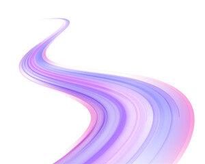 Light trail wave, fire path trace line, car lights, optic fiber and incandescence curve twirl. High speed IT technology concept, abstract stripes as data transfer on white background in png format. 