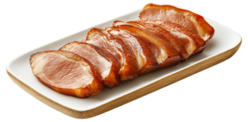 Slices of smoked duck breast on a plate