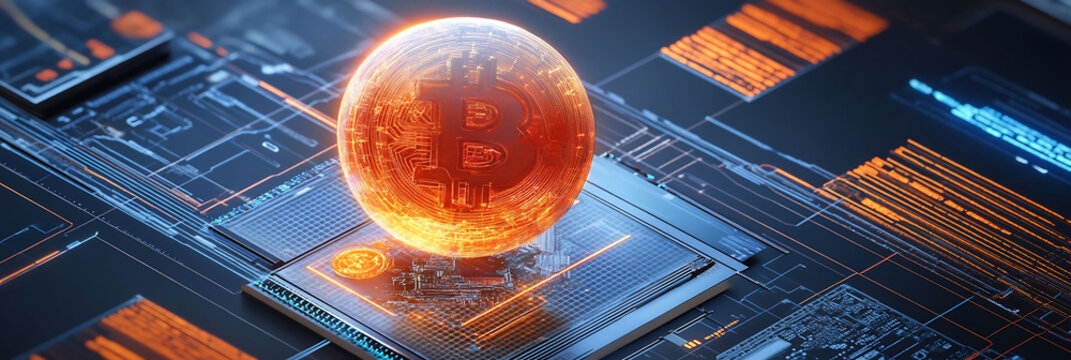 Overhead view of crypto candlestick charts surrounded by cryptography codes ensuring the protection of digital assets