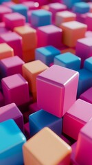 Fototapeta premium Abstract Cubes Floating in a Vibrant Gradient Background
