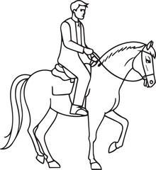 Man Sitting on Horse Coloring Page
