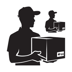 Delivery man silhouette  illustration  vector set