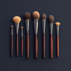 3D Brush Set Icon: Essential Tools for Perfect Makeup illustration