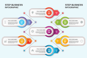 Infographic 7 step elements vector illustration