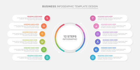 Modern Circular Round Infographic Design Template with 12 Data Points