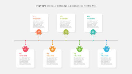 Timeline Infographic Template Design with 7 Options