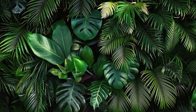 Jungle and palm leaves