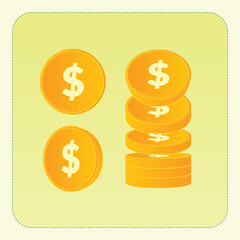 Coin for finance vector full concept art