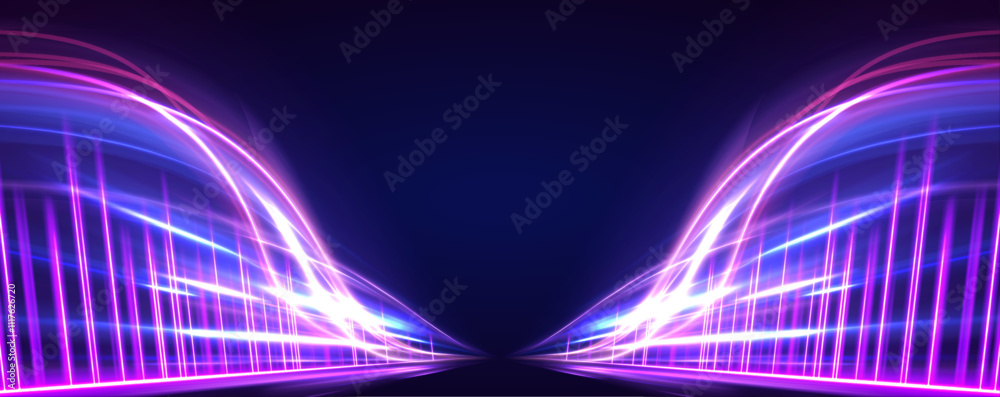 Poster isometric view of an ai chipset on a circuit board, illuminated with light trails and swirling optic