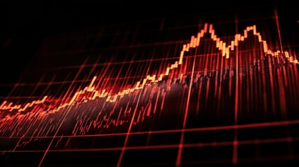 Naklejka premium Abstract Red Stock Market Chart Data.