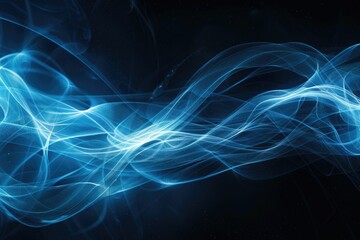 Fototapeta premium Abstract blue glowing waves on a transparent background. background removed