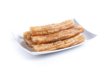 Spanish Churros. Traditional spanish food isolated on white background