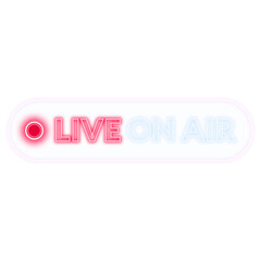 Neon live on air logo with red colour | Glowing live on air sign with red colour | live on air Neon sign sticker | Transparent live on air Image | live on air icon png