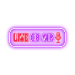 Neon live on air logo with purple colour | Glowing live on air sign with purple colour | live on air Neon sign sticker | Transparent live on air Image | live on air icon png