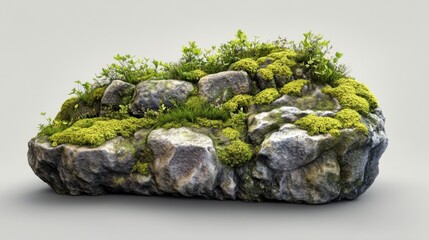 Lush Green Mossy Rocks; Nature Scene.