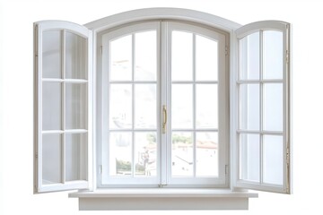 Elegant Open White Window Frame Showcasing a Bright and Airy Atmosphere with Natural Light Flowing In