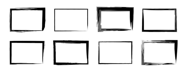 筆　四角　横長　フレーム　手書き　黒　和風　セット