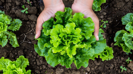 green salad in hands