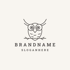 owl logo design vector line illustration