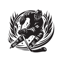 ice hockey player silhouettes  illustration vector