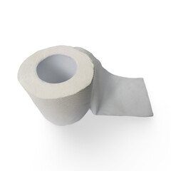 Closed toilet paper on white background