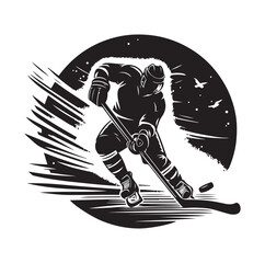 ice hockey player silhouettes  illustration vector