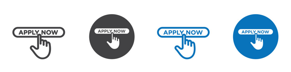 Apply now icon with written font and hand gesture in editable styles