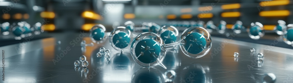 Poster exploring quantum computing in a clean futuristic workspace with ai enhancements for innovative tech