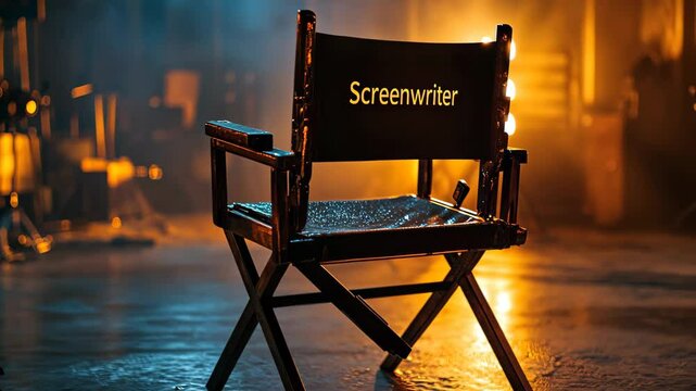 Inspiration and Creativity Screenwriters Chair in Dimly Lit Studio