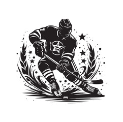 ice hockey player silhouettes  illustration vector