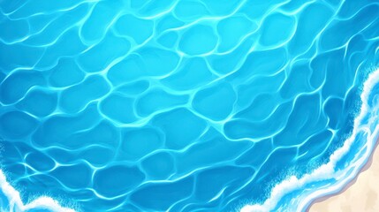 Fototapeta premium Serene blue ocean waves gently caressing sandy shore