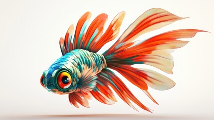 Obraz premium Vibrant Goldfish with Colorful Fins Swimming Gracefully in a Light Background
