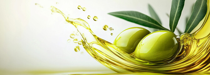 olives oil with olives in white background