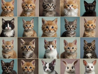 Obraz premium Adorable Kittens in a Colorful Grid Display