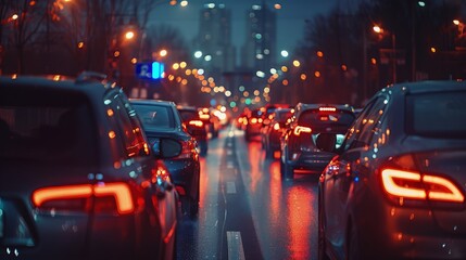  The hum of engines mixes with the occasional honk, creating a steady rhythm of urban life. 