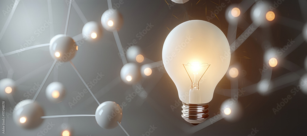 Aufkleber dynamic glowing lightbulb surrounded by interconnected problem-solving nodes, symbolizing strategic 