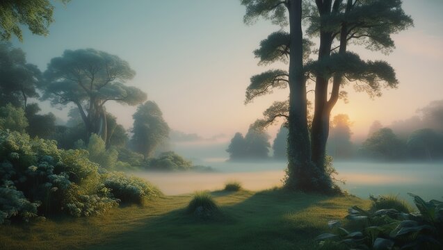 a misty and foggy view of jungle from up top