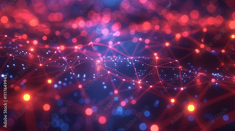 Poster abstract digital technology background with network connection lines and dots.