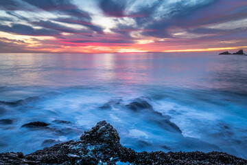 Sunset over Crescent Bay Beach in Laguna Beach