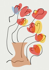 illustration of a vase with flowers 