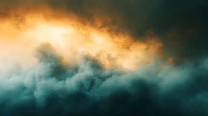 Obraz premium Dramatic Teal and Gold Smoke Cloudscape