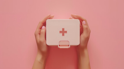 Obraz premium hands holding first aid kit