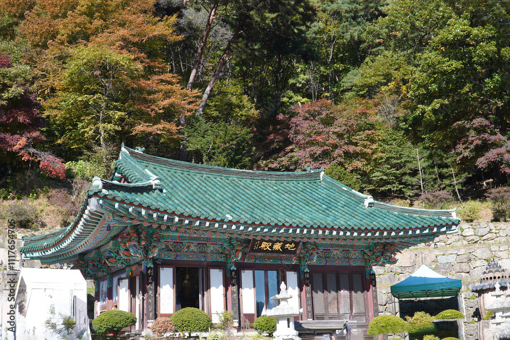 Wall mural temples and mountains