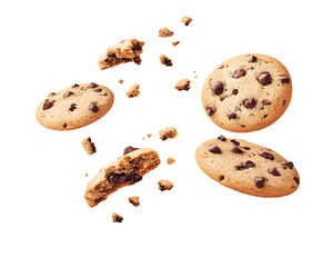 a group of cookies with crumbs