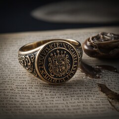 Write about a king’s signet ring with a mysterious seal.