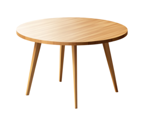 a round wooden table with legs