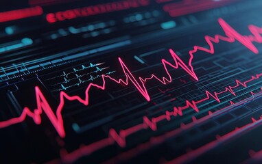 Fototapeta premium Futuristic ECG wave, high detail electromedical display, 3D illustration